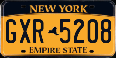NY license plate GXR5208