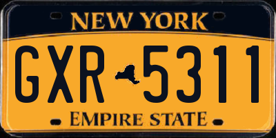 NY license plate GXR5311