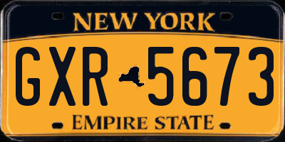 NY license plate GXR5673