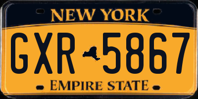 NY license plate GXR5867