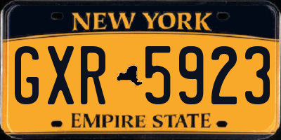 NY license plate GXR5923