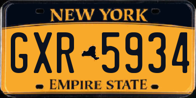 NY license plate GXR5934