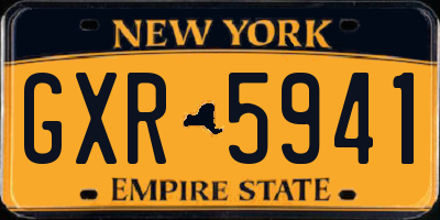 NY license plate GXR5941