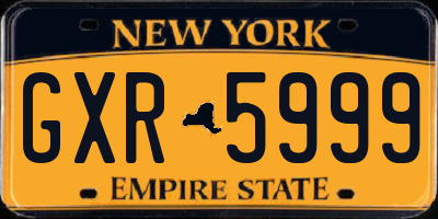 NY license plate GXR5999