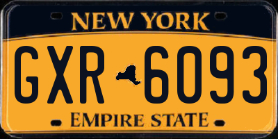 NY license plate GXR6093