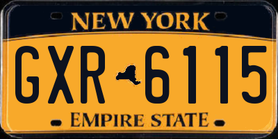 NY license plate GXR6115