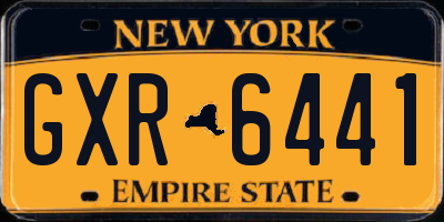 NY license plate GXR6441