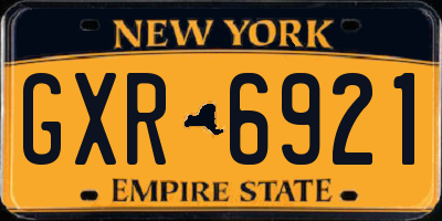 NY license plate GXR6921