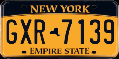 NY license plate GXR7139
