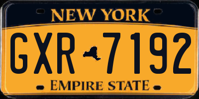 NY license plate GXR7192