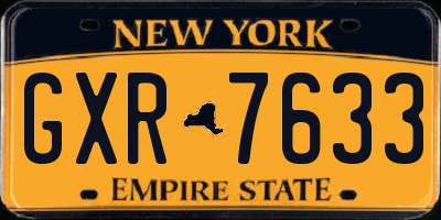 NY license plate GXR7633
