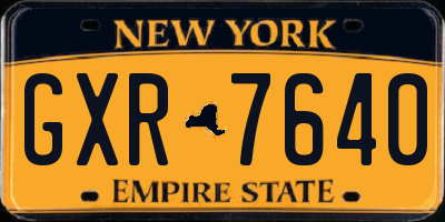NY license plate GXR7640