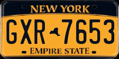 NY license plate GXR7653