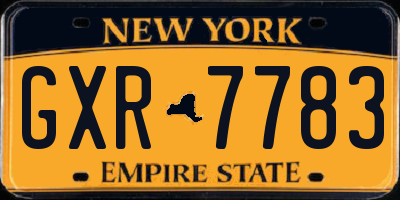 NY license plate GXR7783