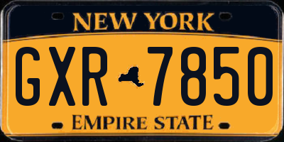 NY license plate GXR7850