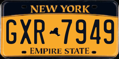 NY license plate GXR7949