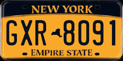 NY license plate GXR8091