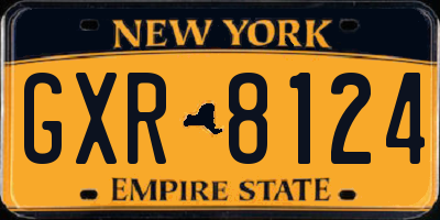 NY license plate GXR8124