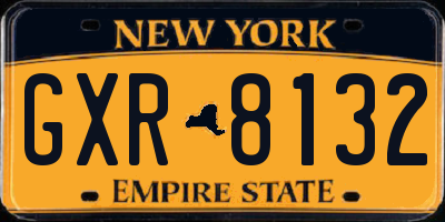NY license plate GXR8132