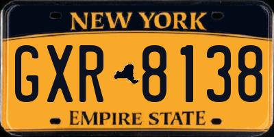NY license plate GXR8138
