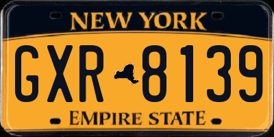 NY license plate GXR8139