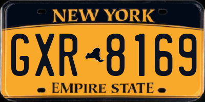 NY license plate GXR8169
