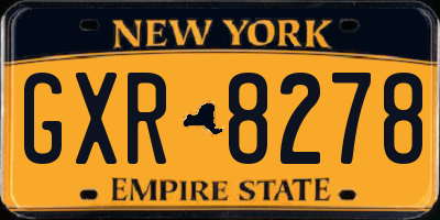 NY license plate GXR8278