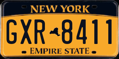 NY license plate GXR8411
