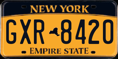 NY license plate GXR8420