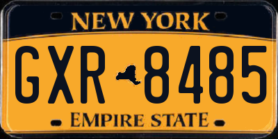 NY license plate GXR8485