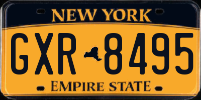 NY license plate GXR8495