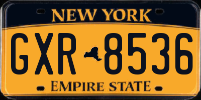 NY license plate GXR8536
