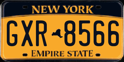 NY license plate GXR8566