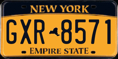 NY license plate GXR8571