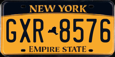 NY license plate GXR8576