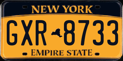 NY license plate GXR8733