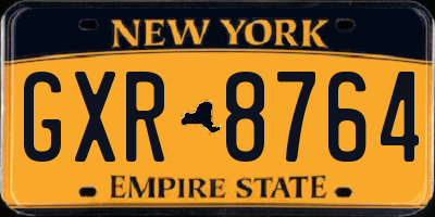 NY license plate GXR8764