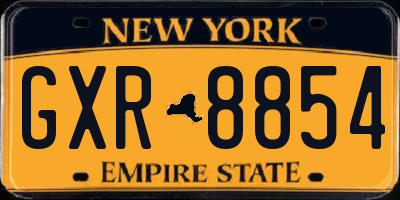 NY license plate GXR8854