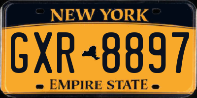 NY license plate GXR8897