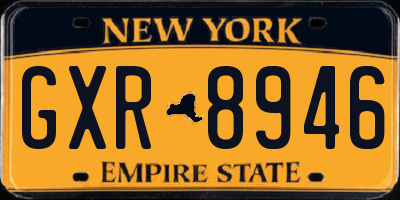 NY license plate GXR8946