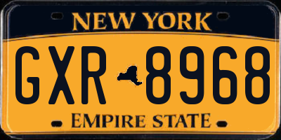 NY license plate GXR8968
