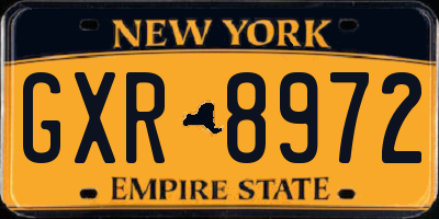 NY license plate GXR8972