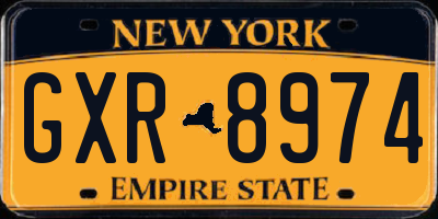 NY license plate GXR8974
