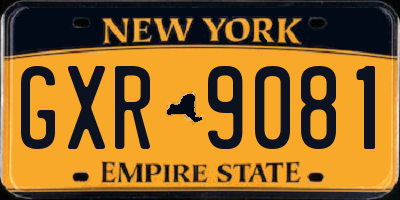 NY license plate GXR9081