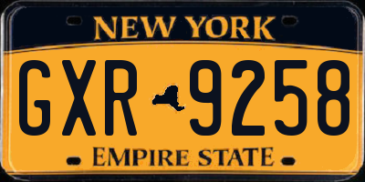 NY license plate GXR9258
