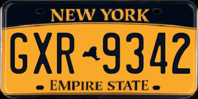NY license plate GXR9342