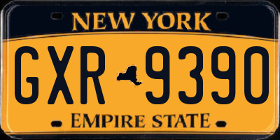 NY license plate GXR9390