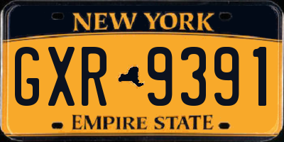 NY license plate GXR9391