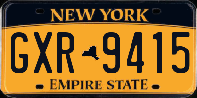 NY license plate GXR9415