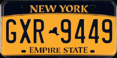 NY license plate GXR9449